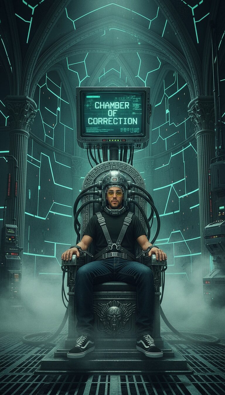 Sonic strapped into the Chamber of Correction